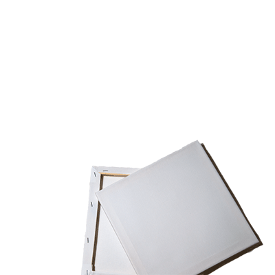 Two blank square canvases on wooden frames.