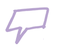 Outline of a sharp speech bubble in purple on a transparent background