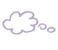 Outline of a cloudy speech bubble in purple on a transparent background