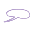 Outline of a long round speech bubble in purple on a transparent background