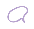 Outline of a round speech bubble in purple on a transparent background