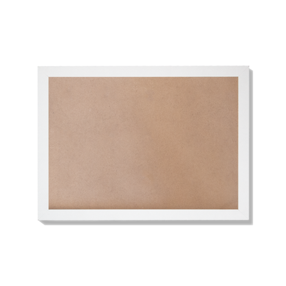 Empty white wooden frame designed for displaying completed custom photo puzzles from Date in a Crate.