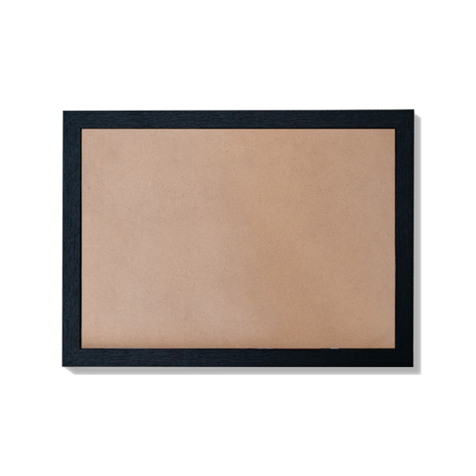 Empty black wooden frame designed for displaying completed custom photo puzzles from Date in a Crate.